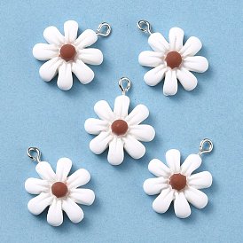 Resin Pendants, with Platinum Iron Peg Bail, Flower