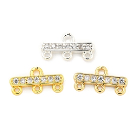 Rack Plating Brass Micro Pave Clear Cubic Zirconia Rectangle Chandelier Component Links, Long-Lasting Plated, Lead Free & Cadmium Free
