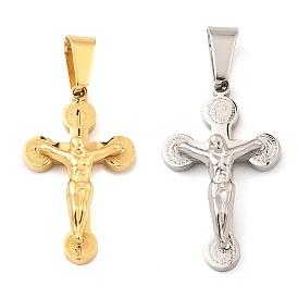 Ion Plating(IP) 304 Stainless Steel Pendant, Crucifix Cross Charm