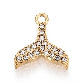 303 подвески из нержавеющей стали, со стразами, прелести рыбий хвост, ионное покрытие (ip), долговечный