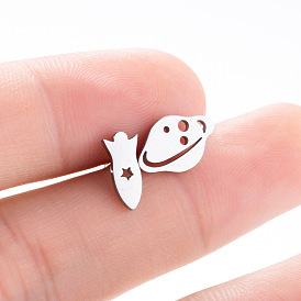 Stainless Steel Spaceship Stud Earrings for Women - Versatile Fashion Jewelry