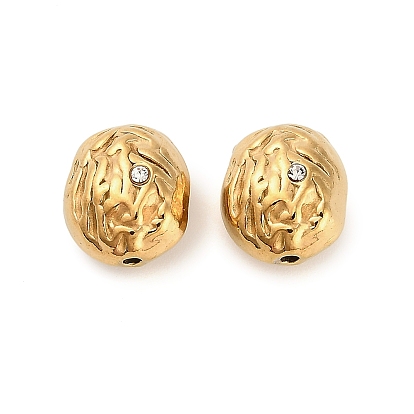 304 бусина из нержавеющей стали со стразами, ионное покрытие (ip), неправильный овал