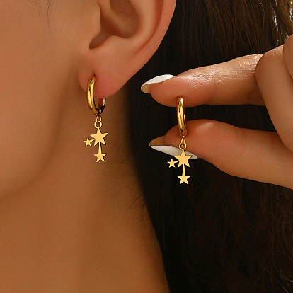 Серьги-кольца из нержавеющей стали в форме звезды