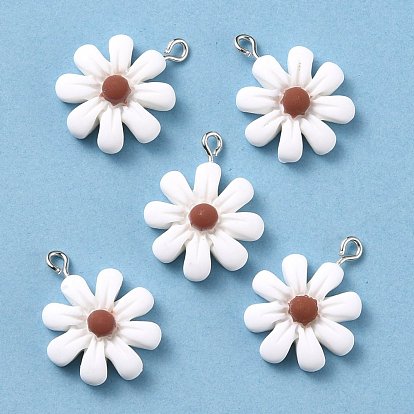 Resin Pendants, with Platinum Iron Peg Bail, Flower