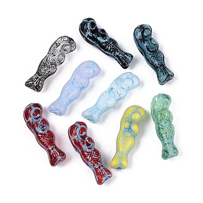 Стеклянные бусины с рисунком русалки