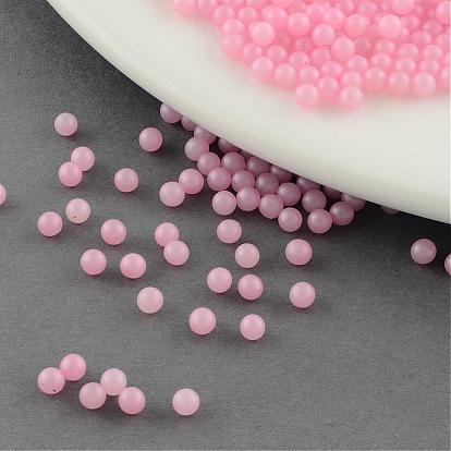 ABS Plastic Imitation Pearl Beads, Matte Style, No Hole, Round