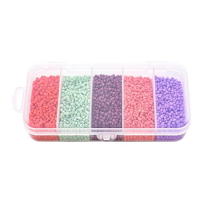 90G 5 Colors 12/0 Baking Paint Glass Seed Beads, Round