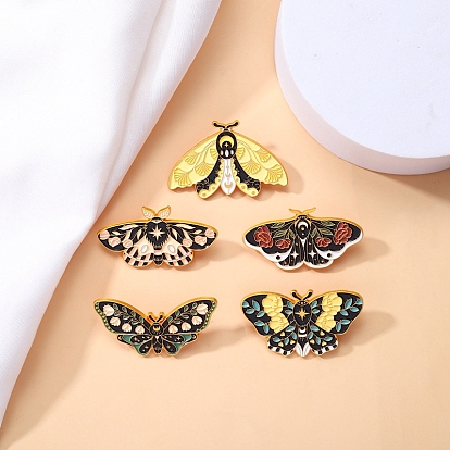 Butterfly with Flower Enamel Pin, Gold Plated Alloy Badge for Corsage Scarf Clothes