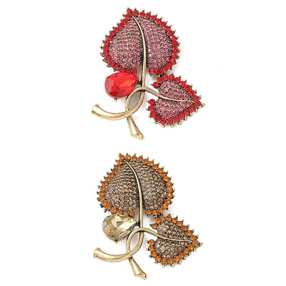 Броши в форме сердца из цинкового сплава со стразами