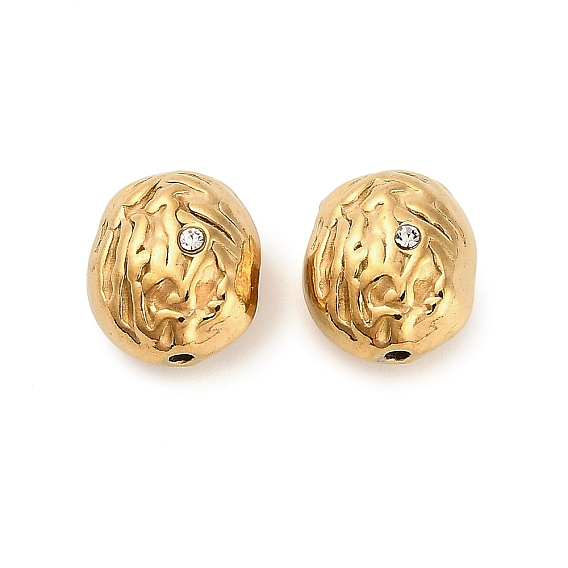 304 бусина из нержавеющей стали со стразами, ионное покрытие (ip), неправильный овал