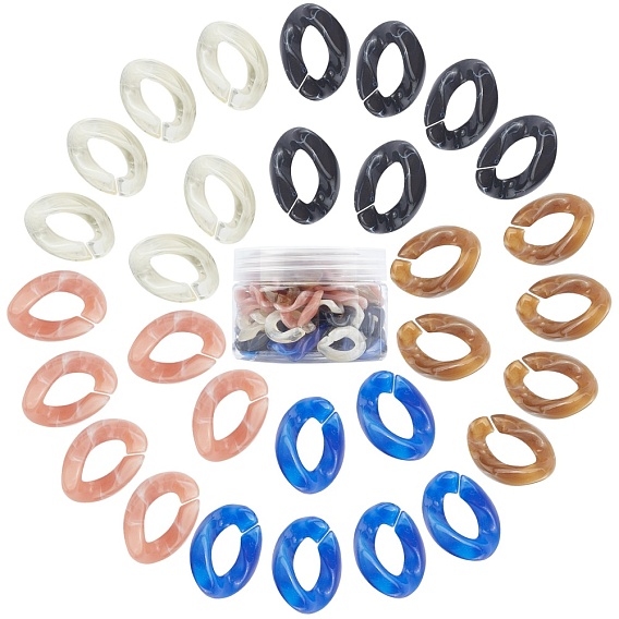 Acrylic Linking Rings, Quick Link Connectors, For Curb Chains Making, Imitation Gemstone Style, Twist