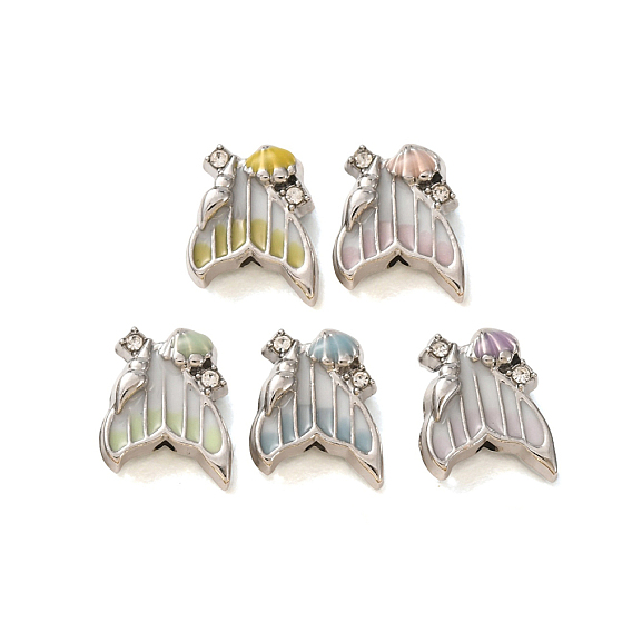 Colgantes de la aleación del esmalte, Cola de pez con dijes en forma de concha, con diamantes de imitación de cristal, Platino