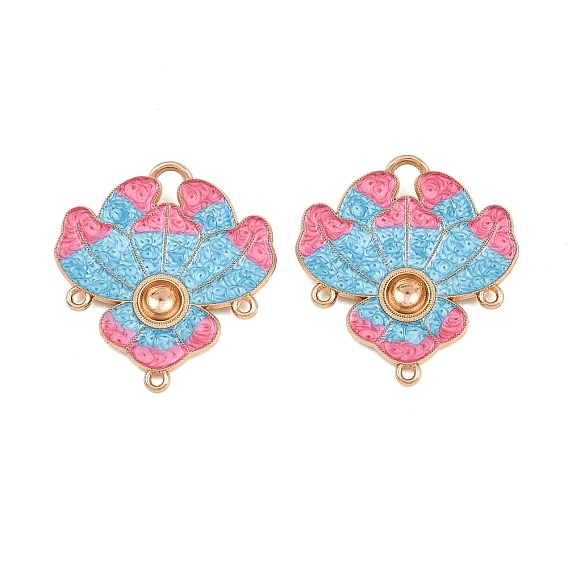 Alloy Enamel Cabochon Connector Settings, Flower