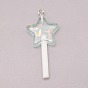 Resin Pendants, with Platinum Tone Iron Loop and Paillette/Sequins, Plastic Handle, Star Lollipop