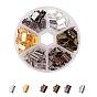 1Box 120PCS 6 Colors Iron Ribbon Crimp Ends, 10x7x5mm, Hole: 2mm, about 20pcs/compartment