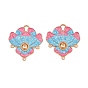 Alloy Enamel Cabochon Connector Settings, Flower