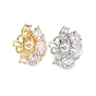 Фурнитура для серег-гвоздиков из латуни с паве из прозрачного кубического циркония, цветок, без кадмия и без свинца, стойки покрытие, долговечный