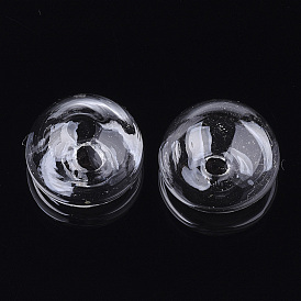 Handmade One Hole Blown Glass Bottles, for Glass Vial Pendants Making, Half Round