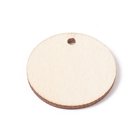 Unfinished Natural Poplar Wood Pendants, Undyed, Flat Round