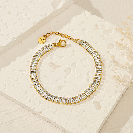 Superbe bracelet carré en zircone pour femme - à la mode, bijou élégant et polyvalent avec 49 diamants pleine taille.