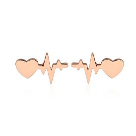 Sparkling Heartbeat Earrings with Electrocardiogram Design - Cute and Trendy!