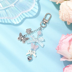 Подвесные украшения в виде банта из акрила, подвески-бабочки и поворотные застежки из сплава для брелка, кошелек, украшение для рюкзака