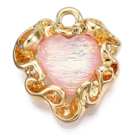 Alloy Glass Pendants, Heart Charm