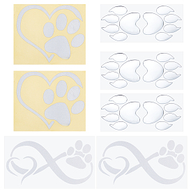 SUPERFINDINGS 3 Styles Waterproof PVC Self Adhesive Sticker, Car Stickers, DIY Car Decoration, Dog Paw Mixed Shapes