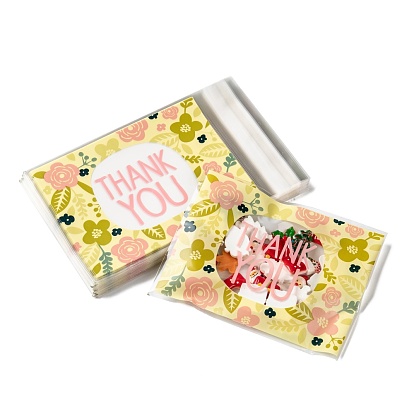 Rectangle OPP Cellophane Bags, Small Jewelry Storage Bags, Self-Adhesive Sealing Bags, with Word Thank You