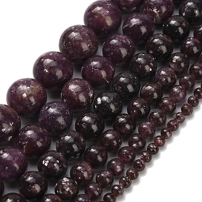 Натуральный лепидолит / пурпурный слюдяный камень бисер пряди, круглые, класс А