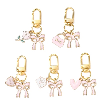 5 шт. подвесные украшения из эмалевого сплава с бантом ко Дню святого Валентина, с поворотными застежками сплава