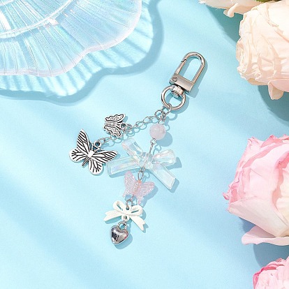 Подвесные украшения в виде банта из акрила, подвески-бабочки и поворотные застежки из сплава для брелка, кошелек, украшение для рюкзака