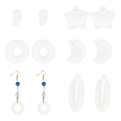 Natural Freshwater Shell Pendants, Mixed Shapes