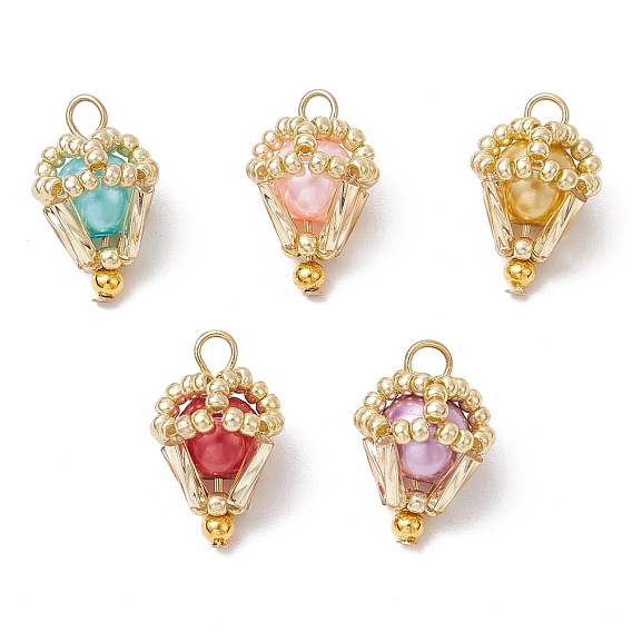 Стеклянные жемчужные подвески, подвески на воздушном шаре, со стеклянными бусинами и 304 петлями из нержавеющей стали