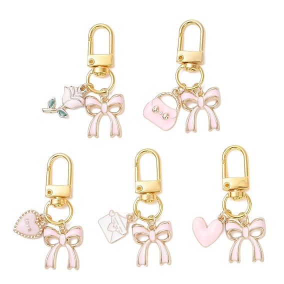 5 шт. подвесные украшения из эмалевого сплава с бантом ко Дню святого Валентина, с поворотными застежками сплава