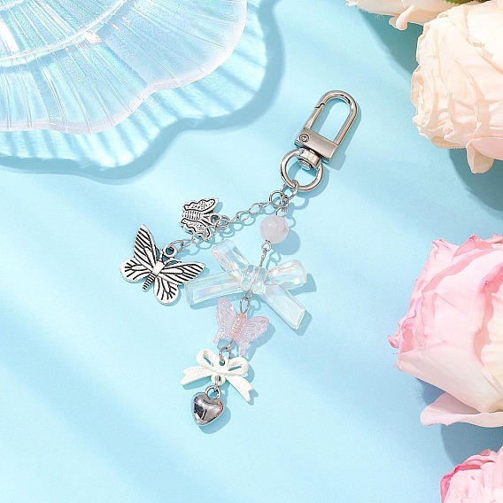 Подвесные украшения в виде банта из акрила, подвески-бабочки и поворотные застежки из сплава для брелка, кошелек, украшение для рюкзака