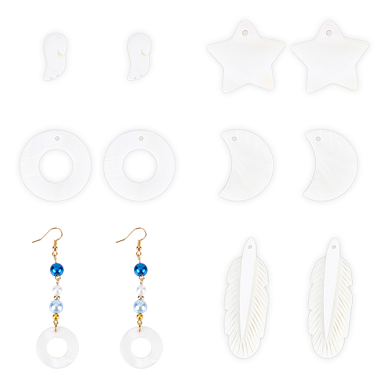 Natural Freshwater Shell Pendants, Mixed Shapes