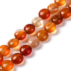 Natural Agate Beads Strands, Flat Round