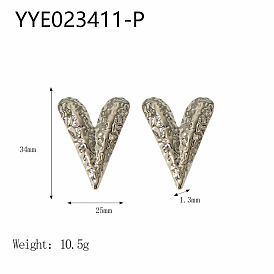 Текстурированное сердце 304 серьги-гвоздики из нержавеющей стали