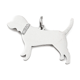 304 Stainless Steel Pendants, with Jump Ring and Glitter, Stamping Blank Tag, Dog Charm