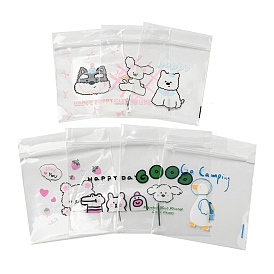 Rectangle Plastic Zip Lock Gift Bags, Resealable Bags with Cute Puppy/Duck/Animals Pattern