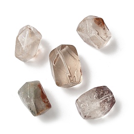 Натуральные красные бусины из кварца лодолита, граненые, самородки