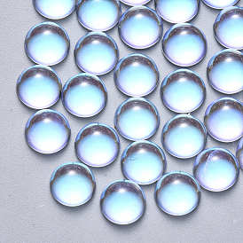 Cabochons de verre transparent, de couleur plaquée ab , demi-tour / dôme