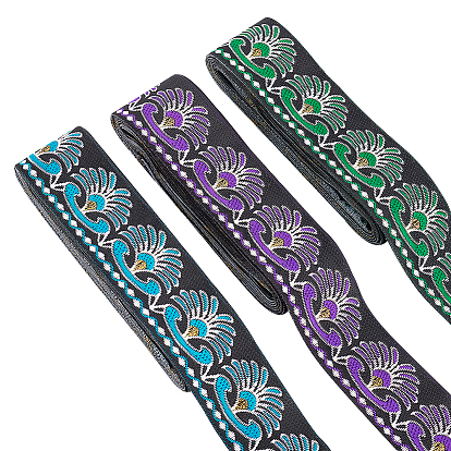 10.5m 3 стили этнический стиль вышивка полиэстеровые ленты, жаккардовая лента, аксессуары для одежды, цветочный узор