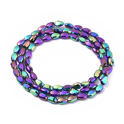 Electroplate Glass Beads Strands, Full Plated, Faceted, Teardrop