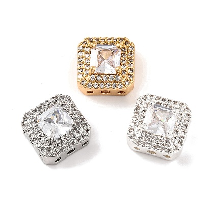 Латунные микропаве из прозрачного кубического циркония, без кадмия, без никеля и без свинца, квадратный