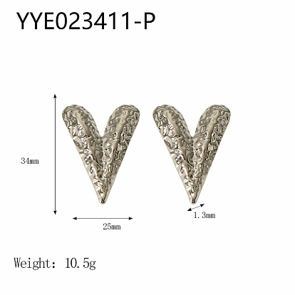 Текстурированное сердце 304 серьги-гвоздики из нержавеющей стали