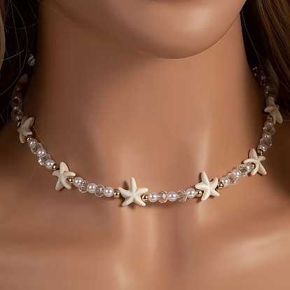 Ожерелья из бисера в стиле бохо с изображением морской звезды из смолы, стекла и искусственного жемчуга для женщин