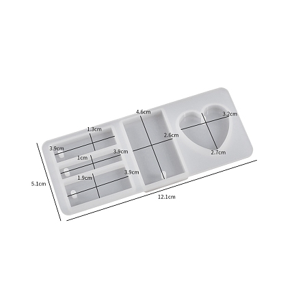 Rectangle and Heart DIY Silicone Pendant Molds, Decoration Making, Resin Casting Molds, For UV Resin, Epoxy Resin Jewelry Making