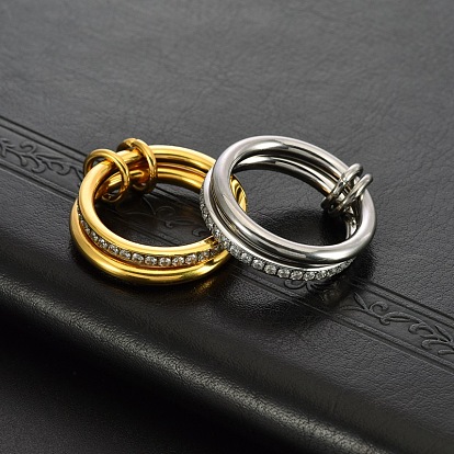 304 Кольца из нержавеющей стали с микропаве из прозрачного кубического циркония, штабелируемые кольца